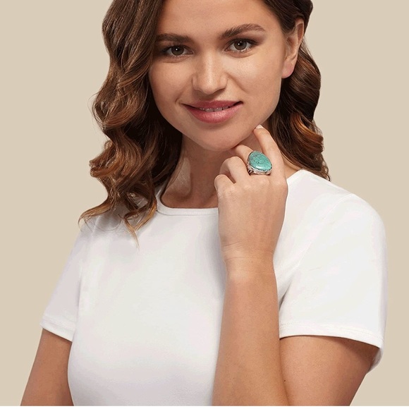 Silpada tumbled turquoise natural ring. - Picture 7 of 8